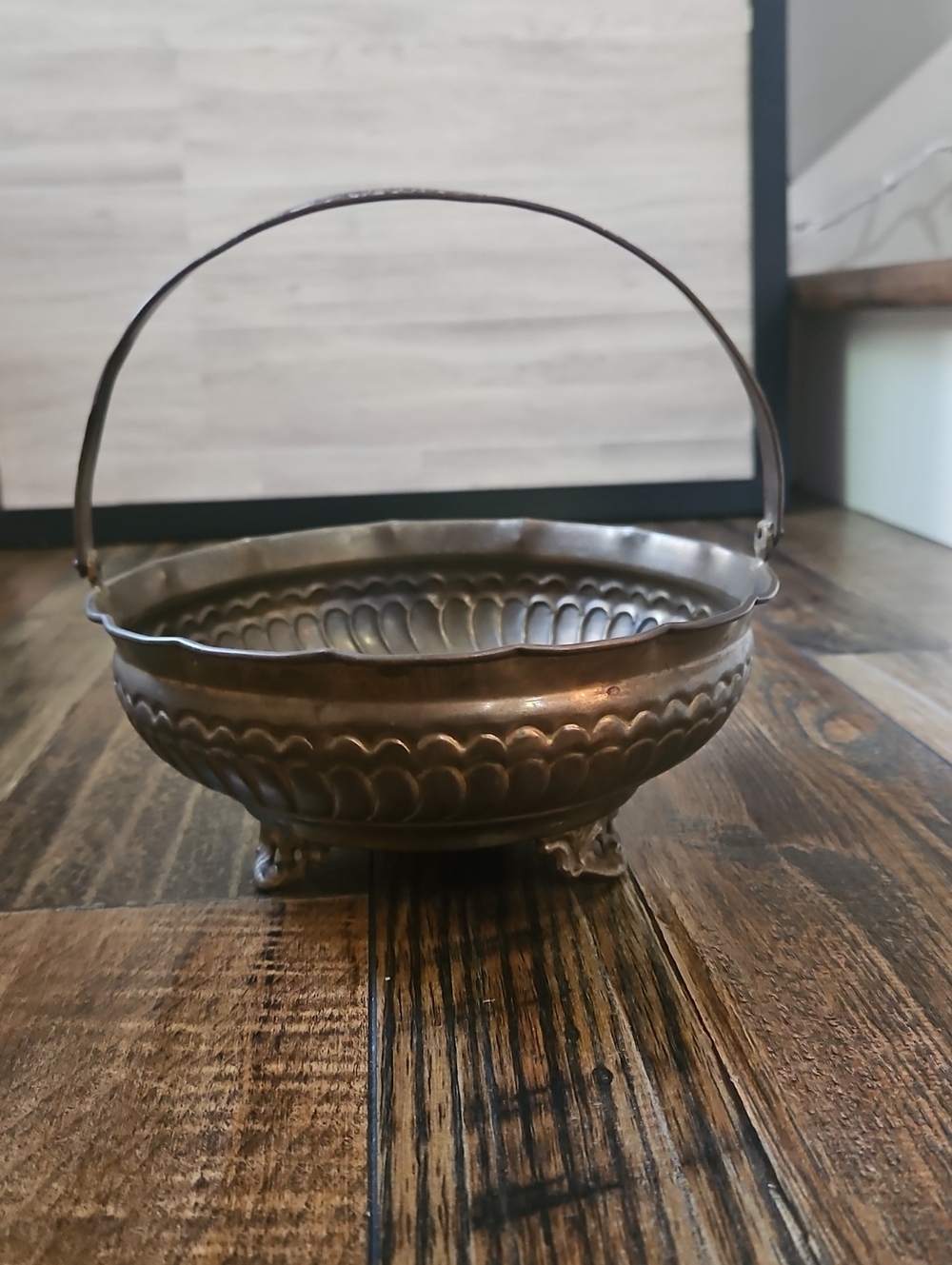 Brass Antique-Style Decorative Metal Basket Bowl -  Genuine Solid Brass